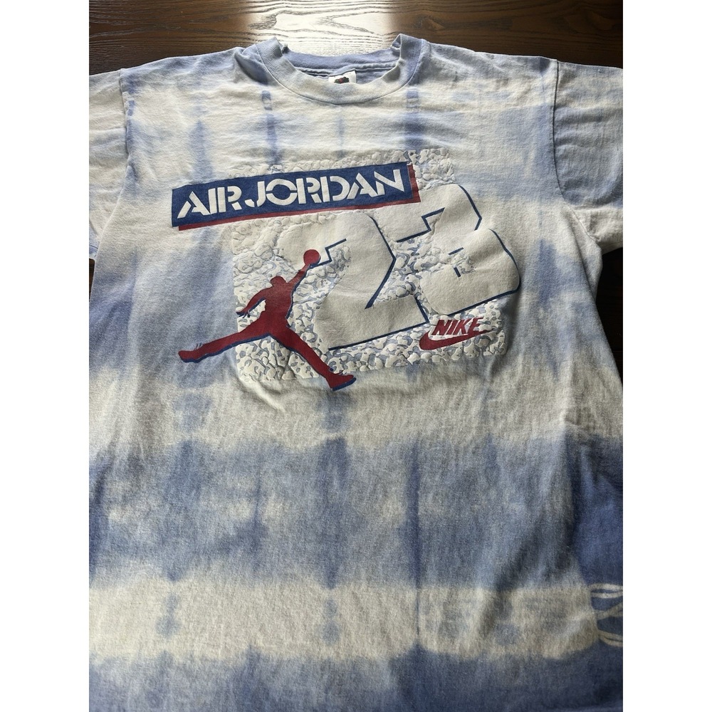Vintage Air Jordan 3 III Cement Jump Man Tie Dye Tshirt Rare Fruit Loom Made USA